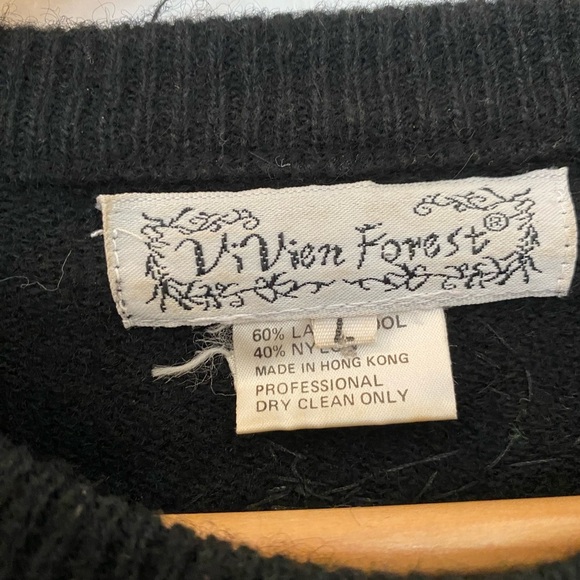 Vivien Forest Womens Beaded Tassel Print Tunic Sweater Size Large Lambswool - Picture 5 of 7